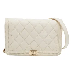 Túi Đeo Chéo Nữ Chanel White Quilted Leather Boy Woc Bag Màu Trắng