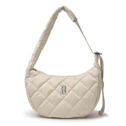 Túi Đeo Vai Nữ MLB Korea Curve Padded Hobo Bag Boston Red Sox Cream 3ABQL064N-43CRD Màu Kem