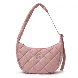 Túi Đeo Vai Nữ MLB Korea Curve Padded Hobo Bag New York Yankees Pink 3ABQL064N-50PKM Màu Hồng