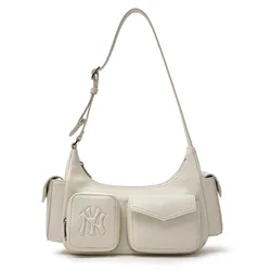 Túi Đeo Vai Nữ MLB Multi Pocket Cargo Bag New York Yankees 3ABQBV25N-50CRS Shoulder Bag Màu Trắng Kem