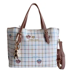 Túi Tote Nữ TTWN BEAR TN3024-54190 Màu Trắng Kẻ