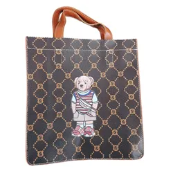 Túi Tote Nữ TTWN BEAR TN3521-103790 Logo Lưới Màu Nâu&nbsp;Đen