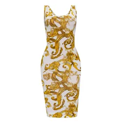 Váy Body Nữ Versace Jeans Couture Dress 76HAO9B6 JS291 G03 Màu Trắng/Vàng Size 38