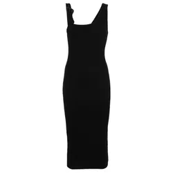 Váy Body Versace Jeans Couture Stretch Cotton Baroque Buckle Midi Dress 76HAO947 J0004 899 Màu Đen Size 42