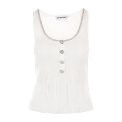 Áo Ba Lỗ Nữ Self-Portrait In White PF24145TBWWHITE Tank Top Màu Trắng Size M