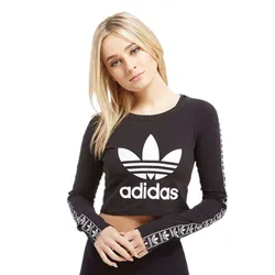 Áo Croptop Nữ Adidas Tape Long Sleeve Màu Đen Size XS
