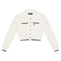 Áo Khoác Len Nữ SMFK White With Logo Embroidered UG008W Màu Trắng Size M