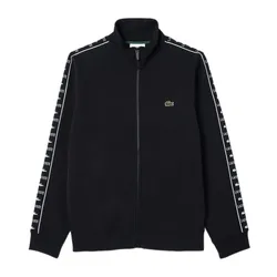Áo Khoác Nỉ Nam Lacoste Men's Logo Stripe Zip-Up Sweatshirt SH7433-031 Màu Đen Size 4