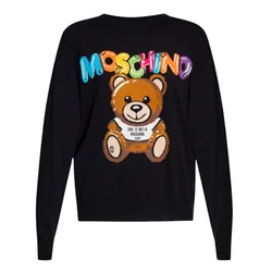Áo Len Nữ Moschino Black With Teddy Bear Printed T0913 0400 1555 Màu Đen Size XXS