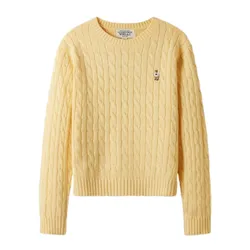 Áo Len Nữ WHOAU Steve Cable R-neck Pull Over WHKAE4901F Màu Vàng Size S