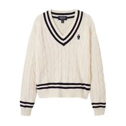 Áo Len WHOAU Steve Cable Tilden Sweater(F) WHKAE4T84F Màu Trắng Kem