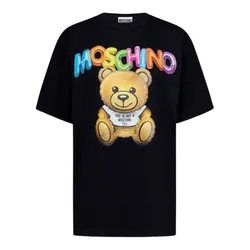Áo Phông Nữ Moschino Black With Teddy Bears Logo Printed 231D T070104411555 Tshirt Màu Đen Size XXS