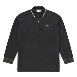 Áo Polo Dài Tay Nam Lacoste Loose Fit Big Pique Indigo PH003J-050 Màu Đen Size 3