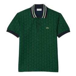 Áo Polo Nam Lacoste Men's Classic Fit Contrast Collar Monogram DH1417 - IQ0  Màu Xanh Lá Size 3