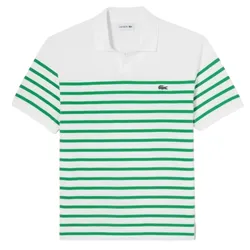 Áo Polo Nam Lacoste Men's Open Collar Marine Stripe PH286E-54G UYX Màu Trắng Kẻ Xanh Size 4