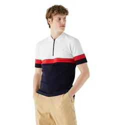 Áo Polo Nam Lacoste Men's Regular Fit Half Zip Color Block PH0238-38B Màu Trắng Xanh Size 3