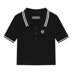 Áo Polo Nữ SMFK Black With Logo Embroidered UT019BB Màu Đen Size L