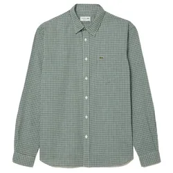 Áo Sơ Mi Nam Lacoste Men's Regular Fit Cotton Flannel Shirt CH1885-DCJ Màu Xanh Kẻ Size 38