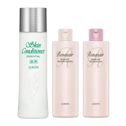 Combo Dầu Gội, Dầu Xả Và Nước Dưỡng Da Albion Skin Conditioner Essential 3 Món