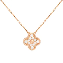 Dây Chuyền Jewery Luxury Alhambra Vintage 18k Rose With Diamond Màu Vàng Hồng