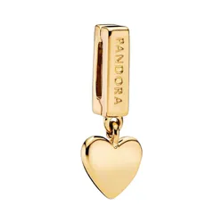 Hạt Vòng Charm Pandora Reflexions Dangling Heart Clip Charm 768672C00 Màu Vàng Gold