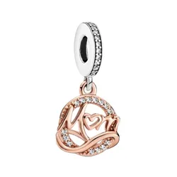 Hạt Vòng Charm Pandora Two Tone Mum Dangle Charm 789374C01 Màu Vàng Hồng