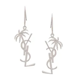 Khuyên Tai Nữ Yves Saint Laurent YSL Metallic Monogram Palm Earrings Màu Bạc