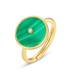 Nhẫn Nữ LiLi Jewelry Mạ Vàng Đính Đá Malachite Khổng Tước LILI_738571 Màu Xanh