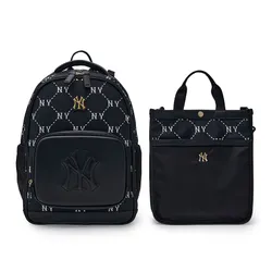 Set Balo + Túi Xách Trẻ Em MLB Lux Monogram New York Yankees 7ABKMD25N-50BKS Màu Đen