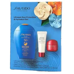 Set Kem Chống Nắng Shiseido Ultimate Sun Protection SPF 50+ Và Sữa Rửa Mặt Deep Cleansing Foam & Essential Energy Hydrating Cream 3 Món