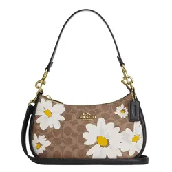 Túi Đeo Vai Nữ Coach Teri Shoulder Bag In Signature Canvas With Floral Print CZ586 Màu Nâu  