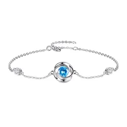 Vòng Đeo Tay Nữ Lili Jewelry Đính Đá CZ Hình Bông Hoa Hồng LILI_787759 Màu Bạc Phối Xanh