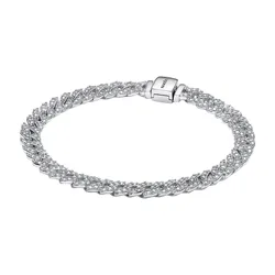 Vòng Đeo Tay Nữ Pandora Timeless Pavé Cuban Chain Bracelet 593008C01 Màu Bạc Size 16