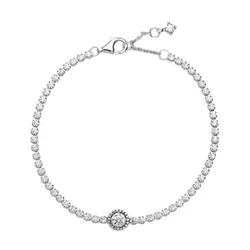 Vòng Đeo Tay Pandora Sparkling Halo Tennis Bracelet 599416C01 Màu Bạc Size 18