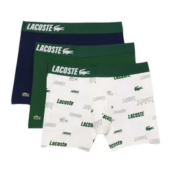 Set 3 Quần Lót Nam Lacoste Stretch Cotton Print Boxer Briefs 3-Pack 6H8708 YVC Màu Xanh Phối Trắng Size L