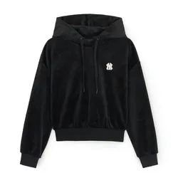 Áo Hoodie Nữ MLB Ribbed Velvet Crop Hoodie New York Yankees 3FHDB0846-50BKS Màu Đen