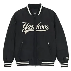 Áo Bomber MLB Varsity Front Panel Cursive Short Padding New York Yankees 3ADJV0346-50BKS Màu Đen