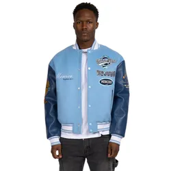 Áo Bomber Nam Mercier Men's Placid Blue Rodman Varsity Jacket Màu Xanh Size XS