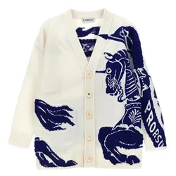 Áo Cardigan Burberry White With Logo Printed 8081459 Màu Trắng - Xanh