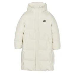 Áo Khoác MLB Basic Big Lettering Hood Long Padding New York Yankees 3ADJB1846-50CRS Màu Kem