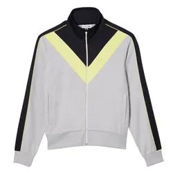 Áo Khoác Nỉ Nam Lacoste Zipped Ripstop Piqué Colourblock Sweatshirt SH1168 IZU Màu Xám Đen Size 3