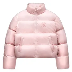 Áo Khoác Nữ MLB Women's Crop Metal Glossy Curve Padding New York Yankees 3FDJB2346-50PKM Màu Hồng Size XS