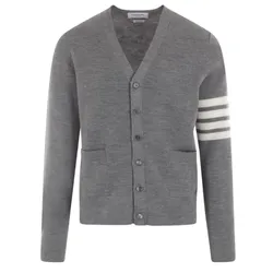 Áo Len Cardigan Nam Thom Browne Grey With 4 Bar Printed MKC484A Y1014 055 Màu Xám Size 1