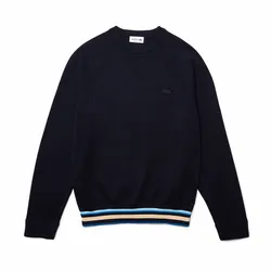 Áo Nỉ Nam Lacoste Crewneck Sweater Relaxed Fit AH8385 QZ1 Màu Xanh Than Size 3