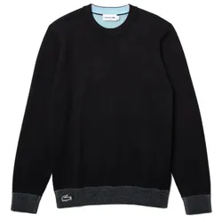 Áo Nỉ Nam Lacoste Men's Reversible Crew Neck Contrast Sweater EUC Cotton Blend Màu Đen Size 2
