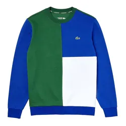 Áo Nỉ Sweater Nam Lacoste Men's Sport Two Ply Colorblock Cotton Blend SH2106-GHM Màu Xanh Trắng Size 2