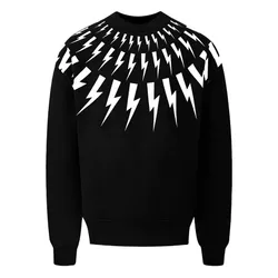 Áo Nỉ Sweater Nam Neil Barrett Black With Thunderbolt Logo Printed PBJS010SV517S 524 Màu Đen Size XS