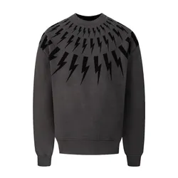 Áo Nỉ Sweater Nam Neil Barrett Grey With Thunderbolt Logo Printed PBJS010SV517S 3543 Màu Xám Size XS