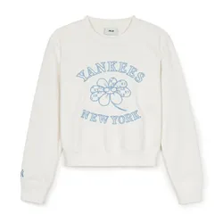 Áo Nỉ Sweater Nữ MLB Floral New York Yankees Sweatshirts 3FMTF0144-50CRS Màu Trắng Kem