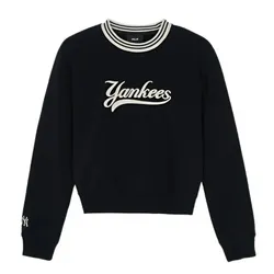 Áo Nỉ Sweater Nữ MLB Varsity Cursive New York Yankees Sweatshirts 3FMTV0344 50BKS Màu Đen